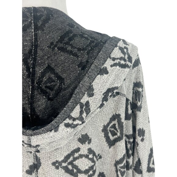 Abercrombie Gray Aztec Open Front Hooded Relaxed Fit Light Knit Cardigan M/L - Picture 8 of 12